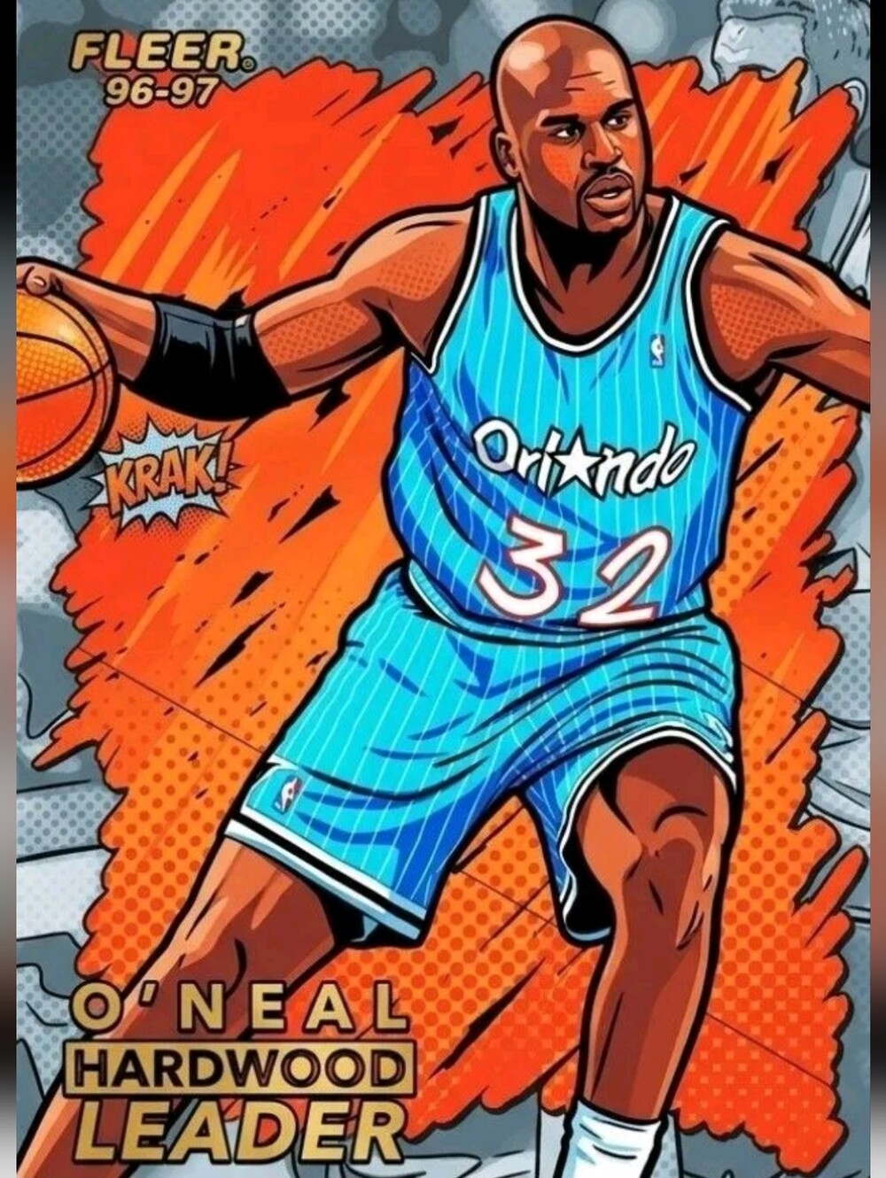 NEW! SHAQ ORLANDO MAGIC 8.5x11 GLOSSY COLOR POP ART FULL PAGE  POSTER SET OF TWO